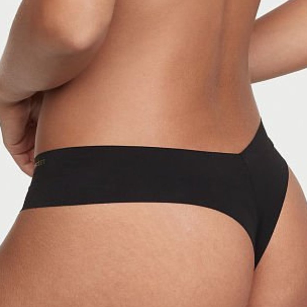 VS XXL SEXY ILLUSIONS BY VICTORIA'S SECRET No-Show Thong Panty Black Classic NWT - Picture 7 of 12